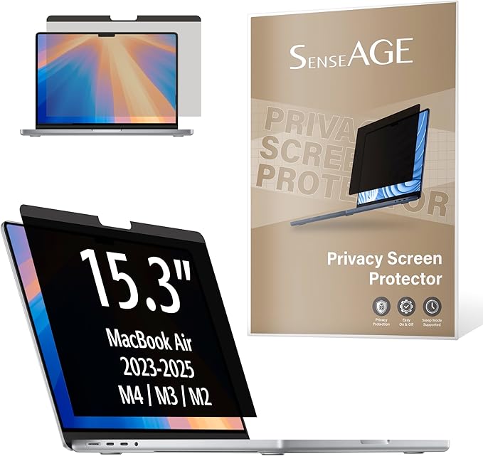 SenseAGE Magnetic Privacy Screen Filter for MacBook Air 15 inch (2023-2025, M2, M3, M4), Easy On/Off Anti-Blue Light Privacy Screen Protector, Compatible with MacBook Air 15.3 inch
