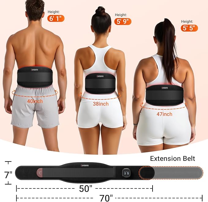 Comfytemp Red Light Therapy Massage Belt with Vibration, Wearable Flexible Near Infrared Lower Back Massager for Waist Belly, Gifts for Women Mom, 660nm & 850nm