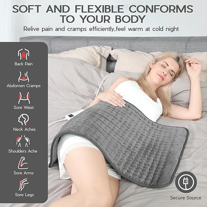 Heating Pad for Period Cramps, Heating Pad for Back/Neck/Shoulder Muscle Pain, 6 Heating & 4 Timer Setting, Birthday Christmas Gifts for Women Mom