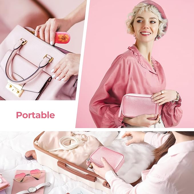 Cute Pill Organizer 3 Times a Day, Large Daily Pill Case for Women, Portable Pill Box 7 Day for Purse with Bag & Zipper to Hold Vitamins, Medications, Fish Oils, Supplements (Pink)