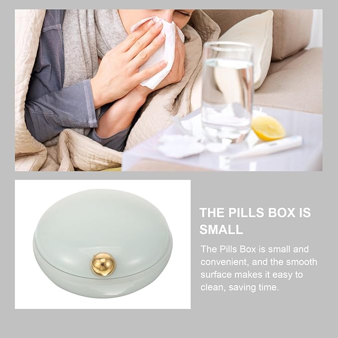 Garneck Portable Sealed Pill Packaging Box 4 Compartments Small Round Organizer Medicine Holder for Travel