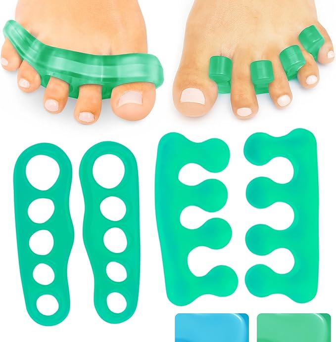 ViveSole Toe Separators for Men & Women Small (2 Pairs) - Silicone Gel Spreaders - Therapeutic Spa Stretchers for Plantar Fasciitis, Bunions, Overlapping Hammer Toe Spacers - Metatarsal Yoga Cushion
