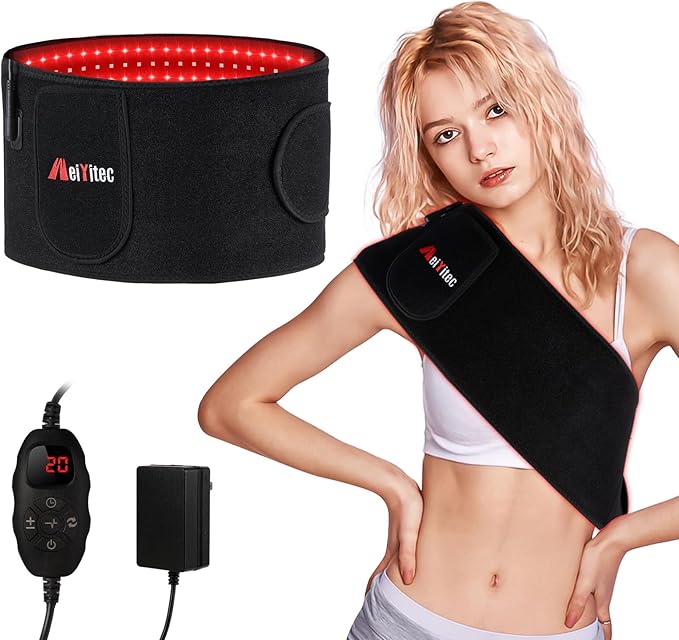 Red Light Therapy Belt for Body 660nm & 850nm Infrared Light Therapy Wrap, 51‘’x7‘’ Adjustable Heating Belt for Home Use with Controller