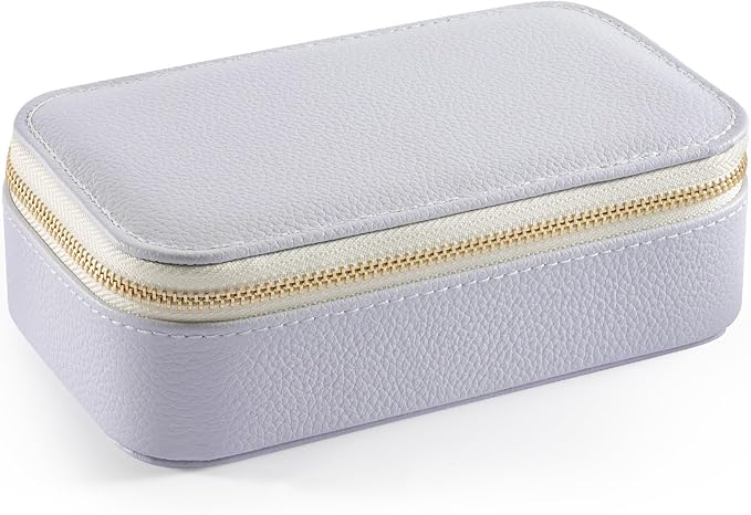 Genuine Leather Travel Pill Organizer Box Case 2 Times a Day for Purse for Women, Cute Medicine Pill Holder Containers for Vitamin Medium Weekly Daily 7 Day Am Pm Pill Organizer(Purple)