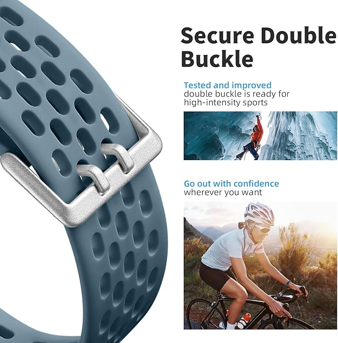 Getino Compatible Fitbit Charge Bands - Breathable Sport Strap for Women & Men, Adjustable Wristbands for Fitbit Charge 5/6, Steel Blue