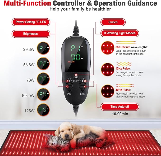 Red Light Therapy Mat for Body, 71"x 31" Red Light Therapy Blanket Red Near Infrared 660nm 850nm Full Body Pad, 1280 LEDs Infrared Light Therapy for Body for Pain Relief, Improved Sleep