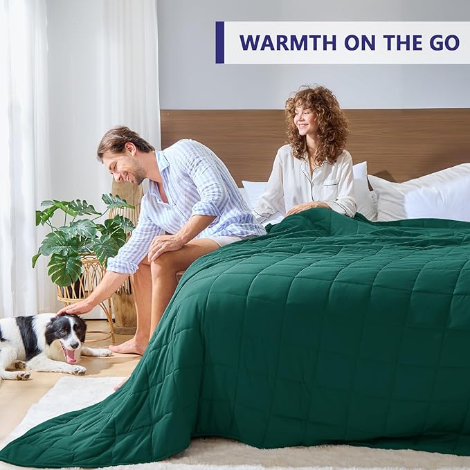 King Size Weighted Blanket for Adults (30 lbs, 80” x 87”, Dark Green) Cooling Heavy Blanket for Sleeping Perfect for 290-310 lbs, Breathable Blanket for Adults & Couple All Season, Machine Washable