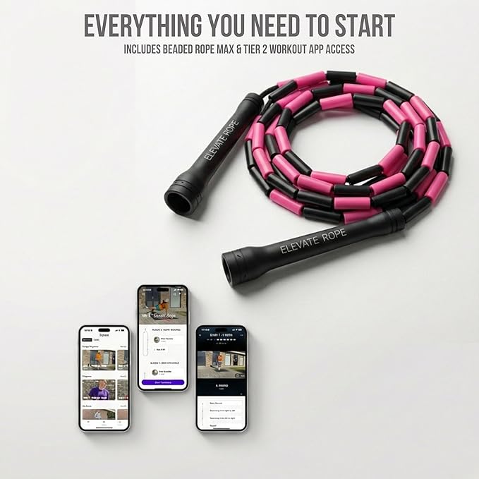 Elevate Rope Professional Beaded Jump Rope - 3m Adjustable, Quality Beads & Poly Cord - For Freestyle, Cardio & Tricks - All Levels & Indoor/Outdoor Use