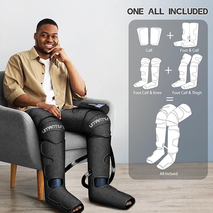UMARMUNG Mothers Day Gifts for Mom, Wife, Women, Men, Dad, Fathers Day, Christmas, Birthday, Air Compression Massager with Heat for Foot, Leg, Knee, Works for Muscle Fatigue, Cramps, Swelling, Edema