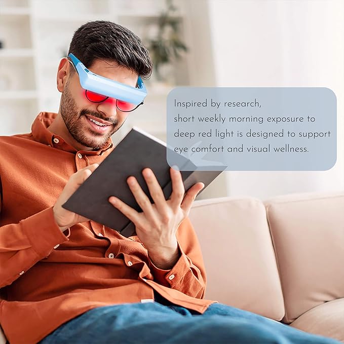 Red Light Therapy Glasses 670nm - Supports Eye Comfort & Visual Wellness, Wearable Red Light Therapy Glasses - UV-Free LED Light, Helps Relieve Eye Fatigue (Red Light)