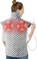 CAROMIO Massaging Heating Pad for Back Pain Relief, Neck and Shoulders Electric Heating Pads Large Size, Full Body Back Heat Pad with Auto Shut Off, 3 Heating Levels & 3 Massage Modes (Grey, 35"x24")
