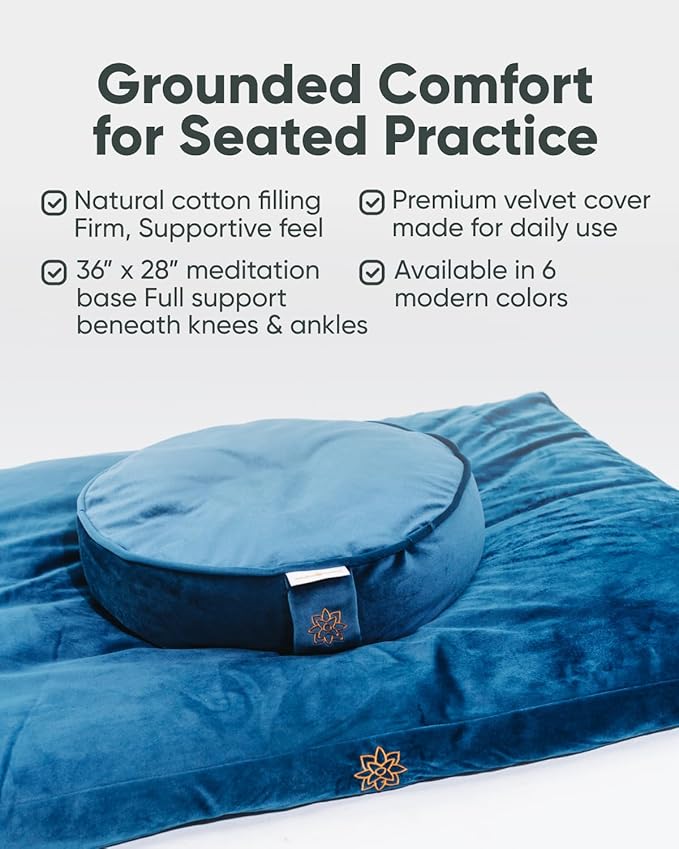 Mindful & Modern Zabuton Meditation Mat - Cotton Filled Yoga and Meditation Pad - Zabuton Meditation Cushion for Kneeling and Sitting Support - Large Rectangular Sitting Floor Pillow for Bench or Zafu