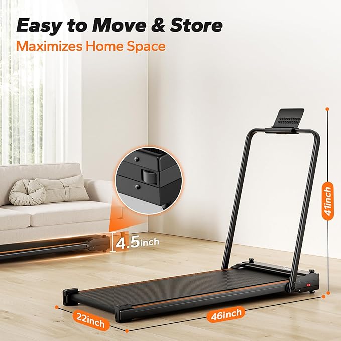 Walking Pad with Handle Bar Dual-Side Under Desk Treadmill for Home Small with Foot Massage 3.0HP Portable Treadmill Compact Treadmill with APP, Remote Control, LED Display, 350 lb Capacity