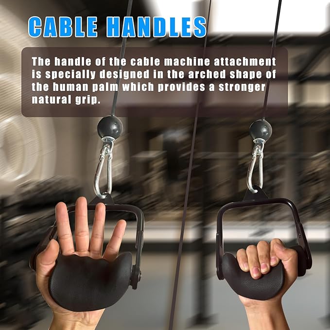 Ergonomic Tricep Rope Pulldown Attachments, Upgraded 27 32 40 & 47 Inch Extra Long Triceps Rope Cable Attachments for Gym, LAT Pull Down Bar for Cable Machine, Tricep Workout Cable Attachments