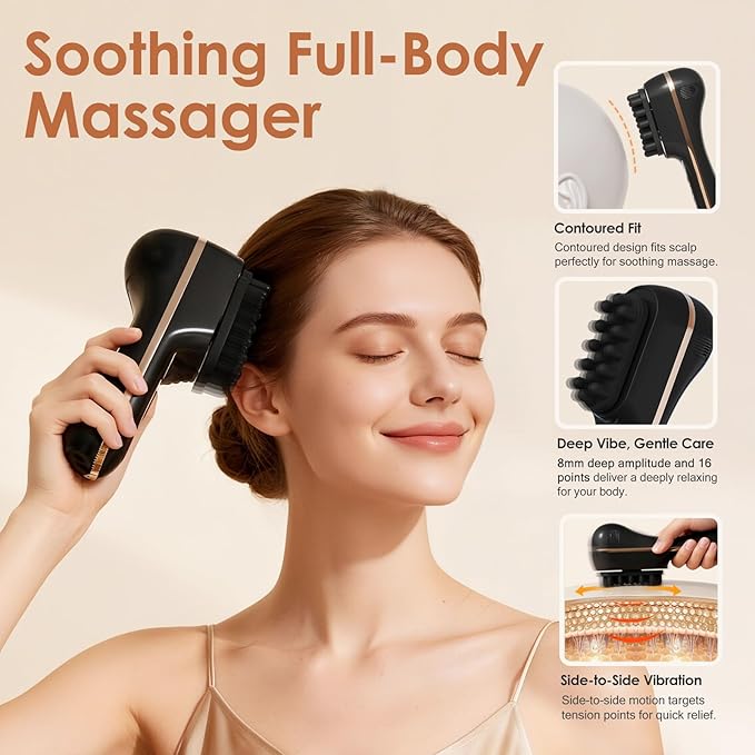 Electric Scalp Massager for Full-Body Relaxation - Cordless Handheld Head Massager with 5-Speed Deep Tissue Therapy & Fatigue Relief for Face, Arm, Shoulder & Body,Ideal for Home/Office Use