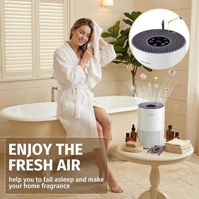 2 Pack Air Purifiers for Home Bedroom, Air Purifier with PM 2.5 Air Quality Monitor, H13 True HEPA Air Filter Cleaner with 5 mode Light, Sleep Mode, Timer, Fragrance Sponge for Smoke, Odor, Dander