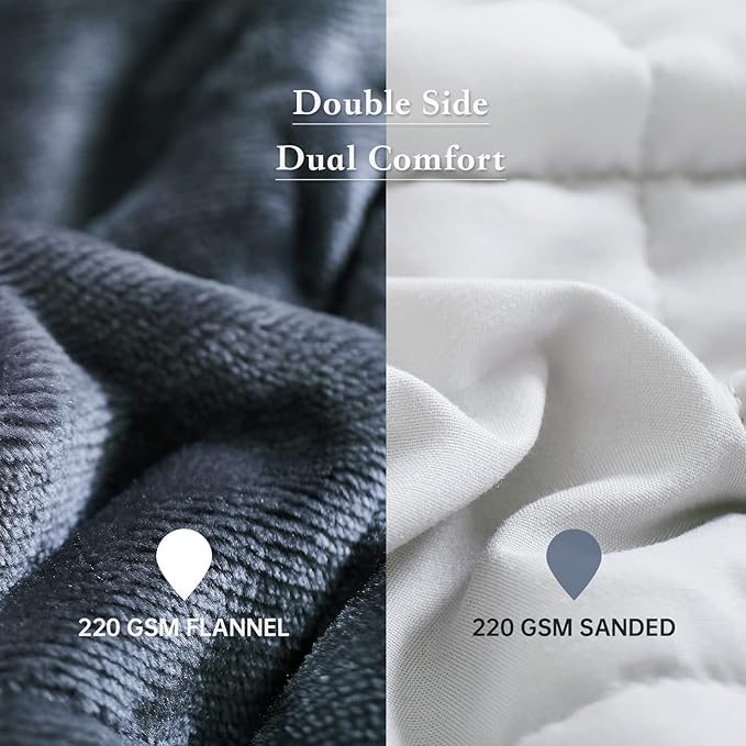 Satwip Weighted Blanket Queen Size 15lbs Fuzzy Warm Flannel Throw Blanket with Soft Breathable Sanded, 60 x 80 inches, Grey