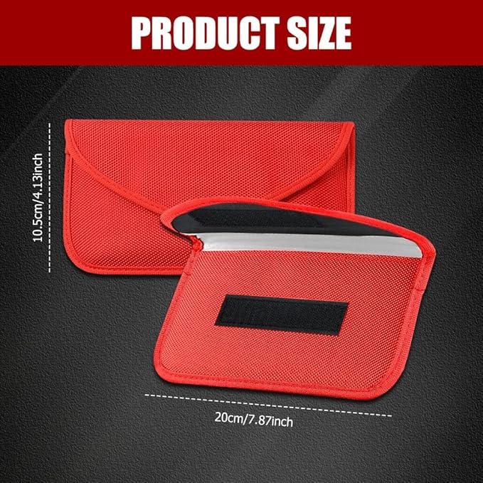 2PCS Faraday Bags for Car Key and Cell Phone, Signal Blocking Bag, Faraday Key Fob Protector, Universal Cell Phone Privacy Card Protection Car Accessories for Anti-Thefting (Red)