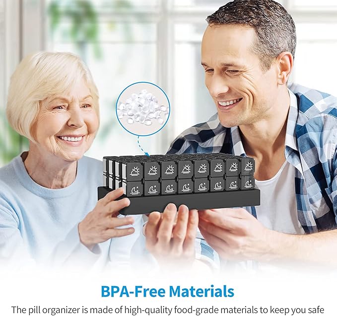 Monthly Pill Organizer 2 Times A Day, One Month Pill Box Am Pm, Portable Pill Case for Travel, Daily Pill Container with 32 Compartments for Vitamins, Fish Oil, Supplements & Medicine