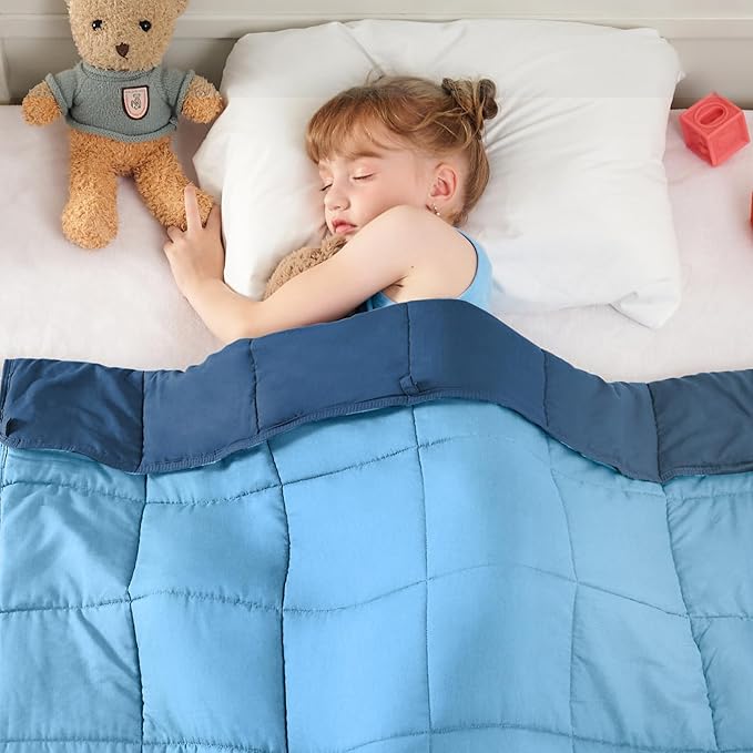 yescool Blue Weighted Blanket 3 Pounds Cooling Weighted Lap Blanket, Heavy Blankets for Sleeping, Weighted Throw Blanket Gifts for 20-40lbs, 36"x48"