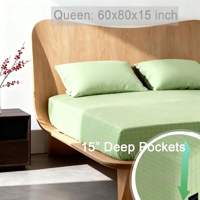 Grounding Sheets Queen Size, 20% Pure Silver Fiber + 80% Organic Cotton, Grounded Sheet Earth Connected Bedding Fitted Earth Sheets with Grounding Cord