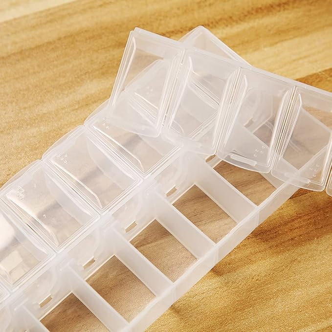2 Pack OPP Clear Daily Pill Box Organizer, Am Pm Pill Organizer 7 Day, Weekly Pill Organizer 2 Times a Day for Pills, Supplements and Medication, Small Pill Box 7 Day, Medication Organizer