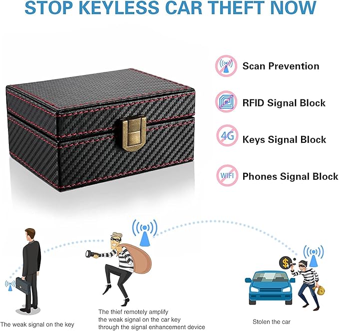 Faraday Box, Car Key Fob Protector Box, RFID Signal Blocking Box, Faraday Cage Larger Size (Black Carbon)