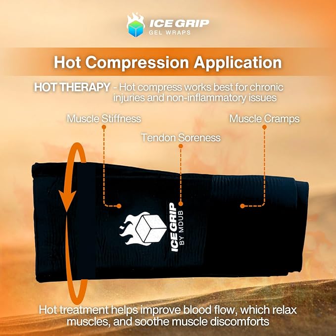 Black Ice Pack Wrap, Hot & Cold Therapy (Small) - Multi-Use Reusable Ice Pack Sleeve for Pain Relief for Knee, Elbow, Hamstring, Shin, Forearm, Ankle
