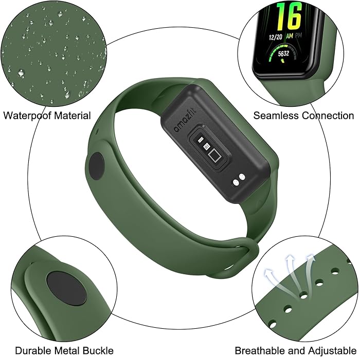 Amzpas TPU Bands for Amazfit Band 7 Fitness & Health Tracker, 3 Pack Soft Breathable Wristband, Adjustable Replacement Sportt Strap for Women Men