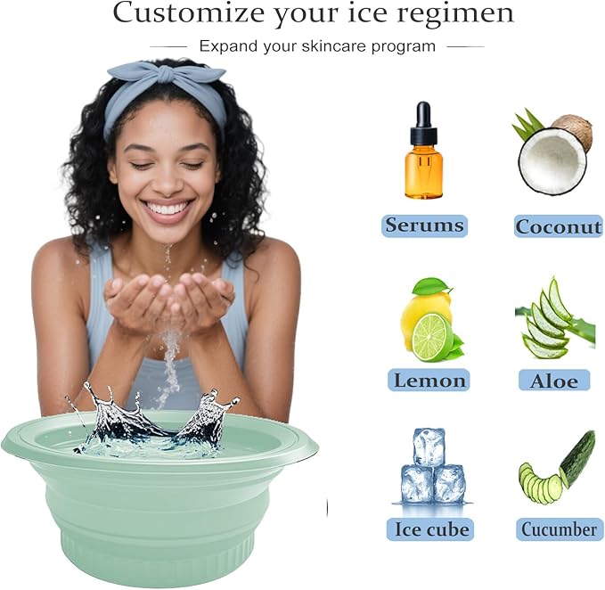 Face Bowl for Ice with Built-in Tray (Green)