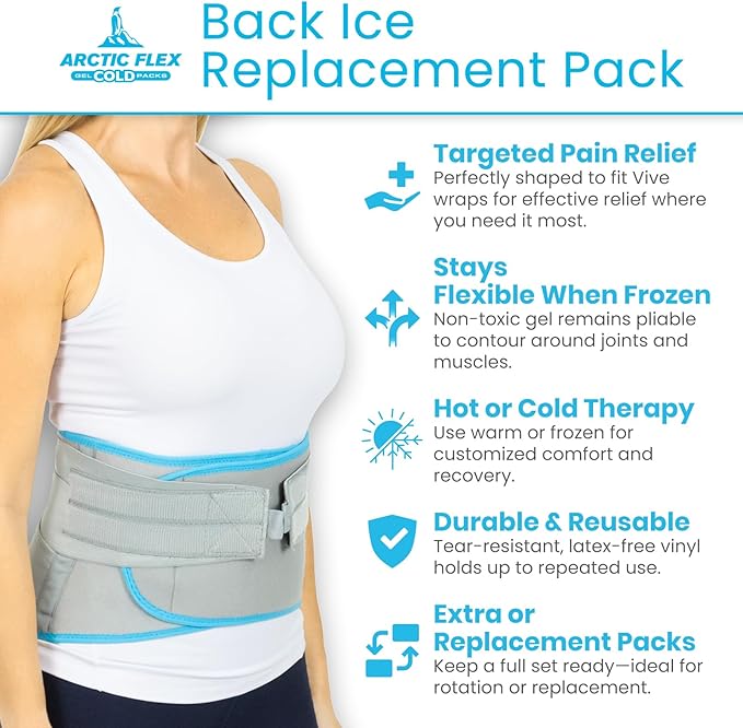 Arctic Flex Gel Replacement Packs - Ice Packs Reusable for Back Ice Brace - Hot and Cold Gel Ice Pack for Injuries, Pain Relief, Swelling - Flexible Therapy Compression Wrap - Athletic, Women, Men