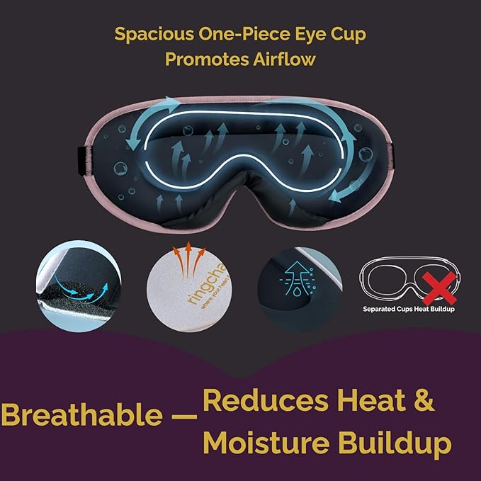 Sleep Masks for Women Lash Friendly - 100% Blackout Eye Masks for Sleep - Zero Eye Pressure Sleeping Mask for Naps, Travel & Meditation, Adjustable & Soft - Dusty Rose Pink