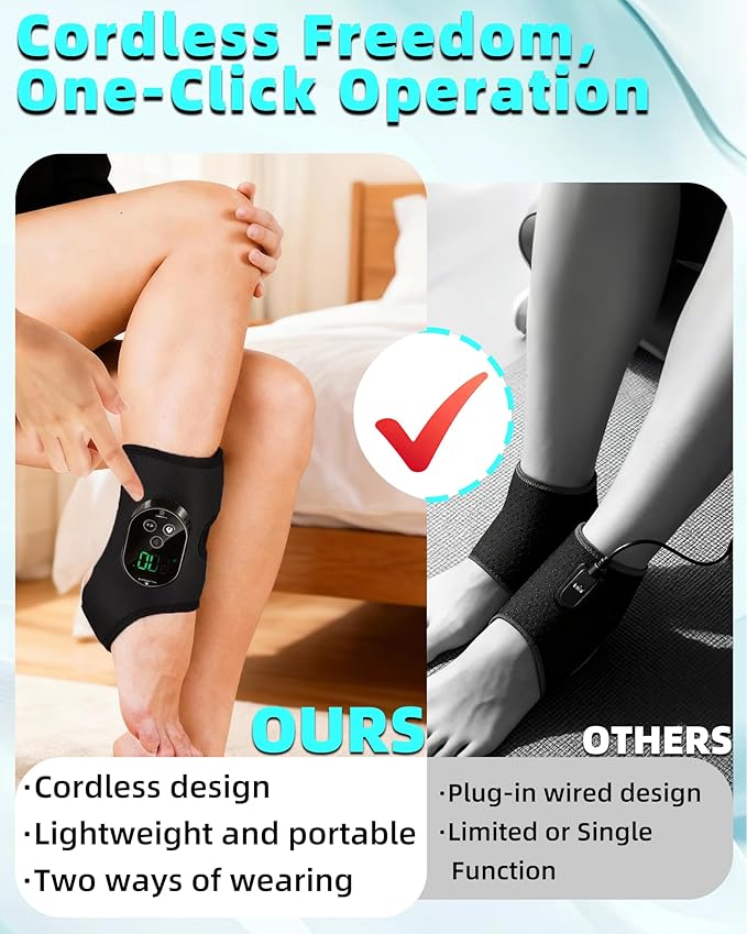 2in1 Foot and Ankle Massager with Heat and Vibration. Foot Renew. Cordless Ankle Massager for Circulation and Pain Relief, Suitable for Neuropathy and Muscle Fatigue. Gifts for Dad Mom Men Women（1pc）