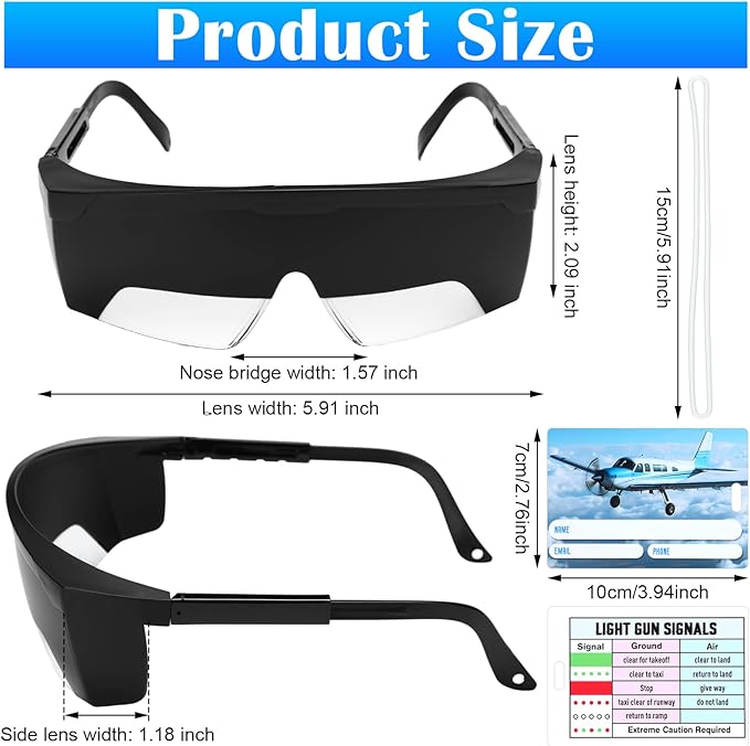 2 Set Aviation Flight Training Glasses Adjustable View Limiting Goggles Device, Tag Light Gun Signal (Black)