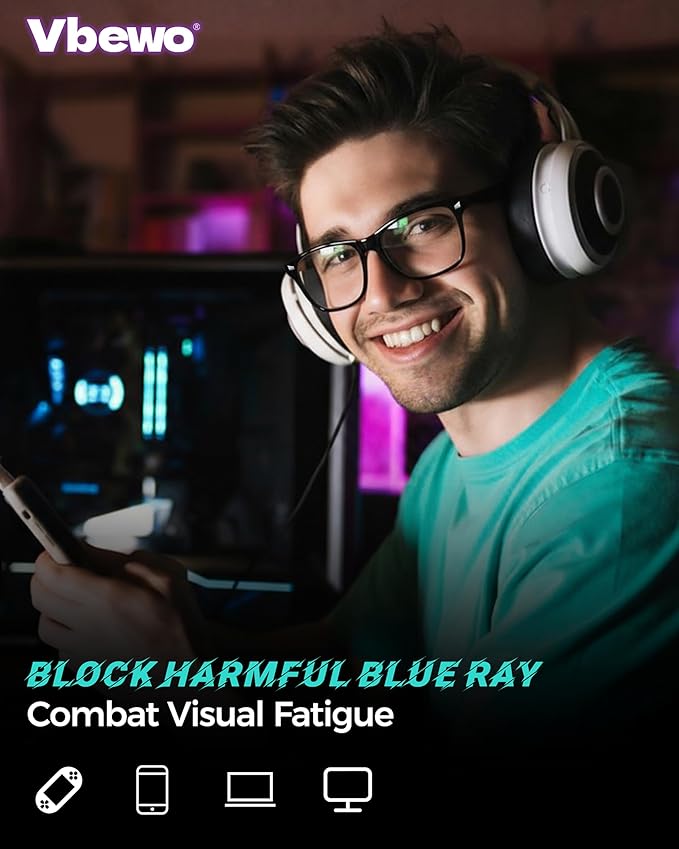2 Packs Professional Sleep Glasses with 97.6% Blue Light Blocking Dual AR Coatings Clear Lens, Computer Gaming Glasses for Men Women, Anti Fatigue & Eye Strain