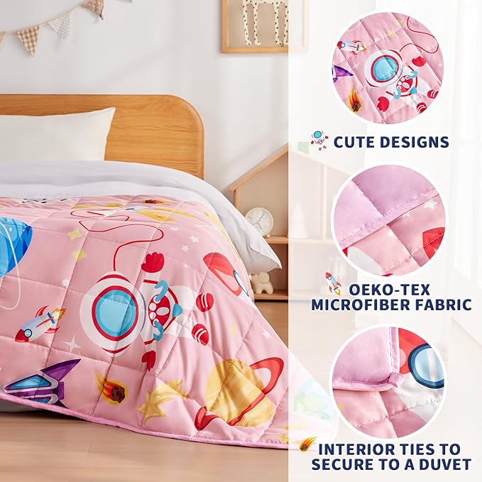 anfie Weighted Blanket Kids(36"x48" 5lbs) Weighted Blanket Cooling Blanket for Sleeping,Throw Size Breathable Blanket with Premium Glass Bead(Pink Aerospace)