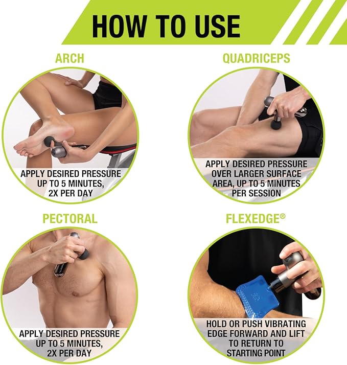 Pro-Tec Athletics Force Mini 2.0 Massage Gun w/FlexEdge® Attachment + 3 More (4 Total), Handheld Vibrating Soft Tissue Mobilizer, Percussion Muscle Scraper, Whole Body Muscle Relaxation, 5 Speeds