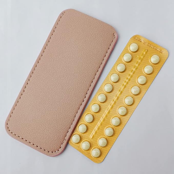 Birth Control Pill Case Holder for Mini Pill Packets 5cm x 11cm (Pink)