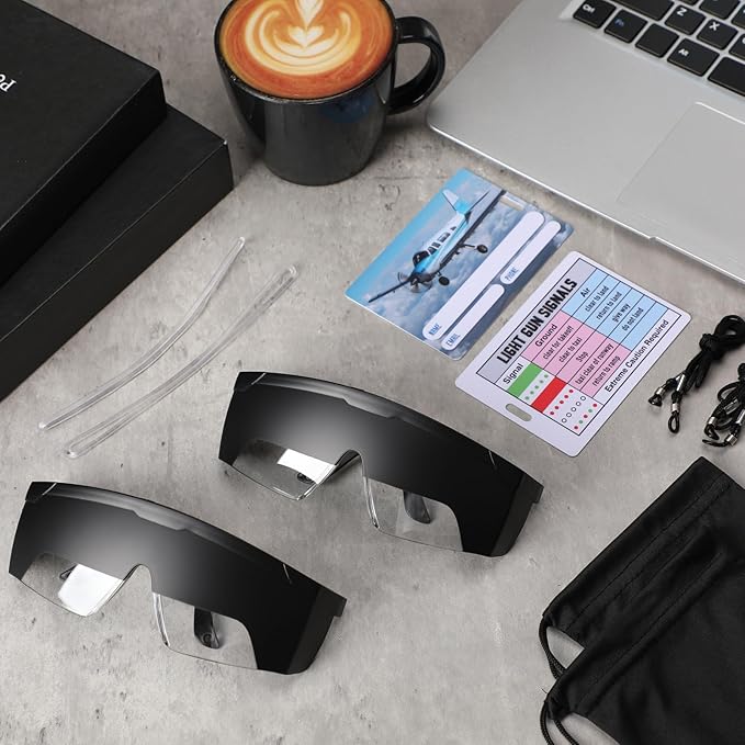 2 Set Aviation Flight Training Glasses Adjustable View Limiting Goggles Device, Tag Light Gun Signal (Black)