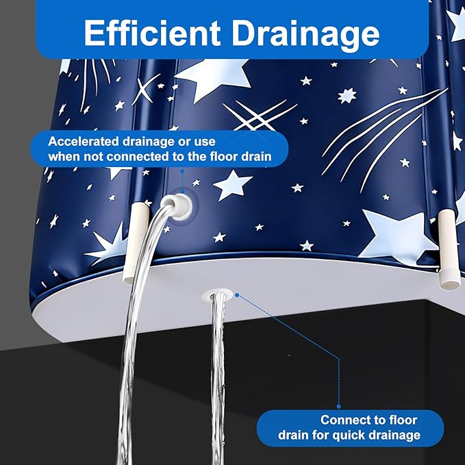 STARBRILLIANT Portable Foldable Bathtub, Collapsible Adult Travel Bath Tub for Camping, Home & Spa, Space-Saving Storage, Durable PVC Material (Starry Sky B, 27inch)