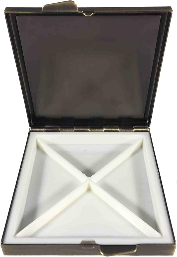 Elegant Brass Pill Box with Four Compartments – Compact 2.5 Inch Square Travel Pill Organizer – Stylish and Durable Case for Daily Pills, Vitamins, and Supplements
