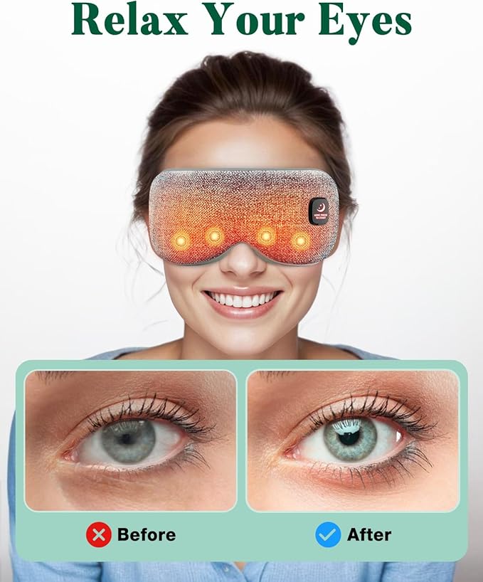 Heated Eye Mask for Dry Eyes, FSA Eligible HSA, Cordless Warm Compress for Eyes, Light Blocking Eye Heating Pad, Styes, Sleep, Cover Washable, Rechargeable, Deep Gray