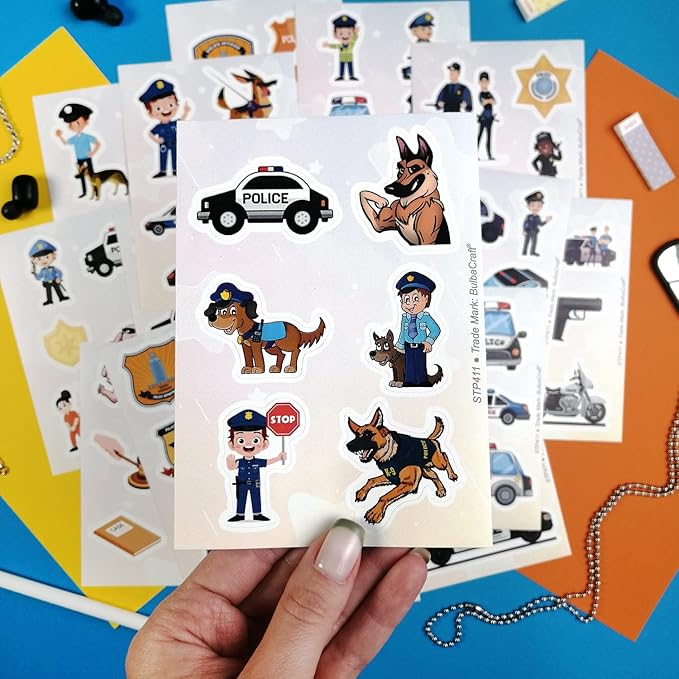 BulbaCraft 100Pcs Police Stickers, Cops Sticker, Police Man Laptop Decals, Cops Party Decorations, Gifts for Women & Men