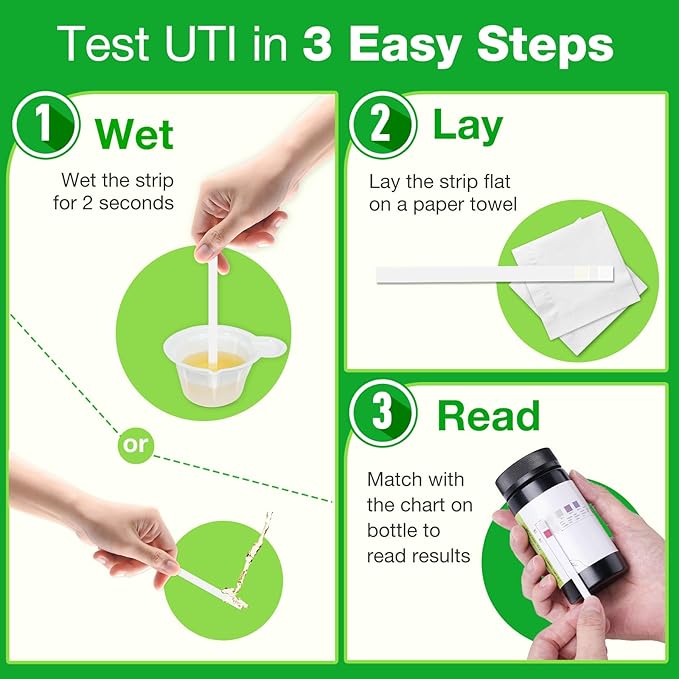 Easy@Home 50ct UTI Infection Test Strips, at Home UTI Urinalysis Testing Strips for Women Urinary Tract Bladder Health, Highly Accurate Urine Testing (UTI-50Pcs)