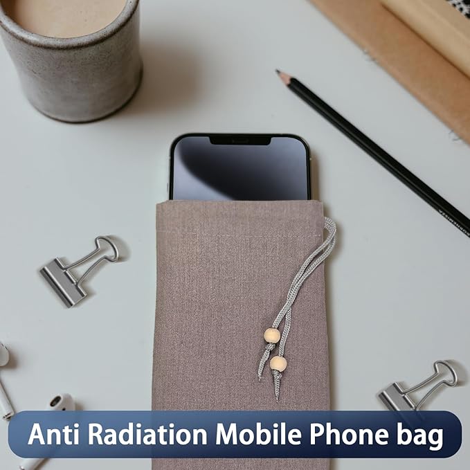 EMF Cell Phone Sleeve fo Phone Pouch, High-Shield EMF Blocking Pouch, 100% Silver Fibers forDigital Security, Signal Blocking, Anti-EMP Radiation Bag for Privacy Protection. (Gray)