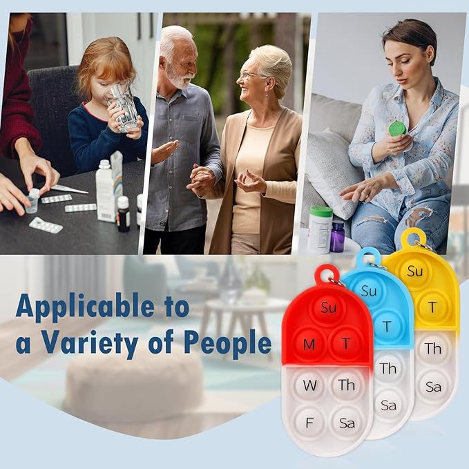 12 Pack Medication Pill Tracker Pill Reminder with Ties Reusable Daily Pill Tracker Portable Pill Bottle Tracker with Button 7 Day Memory Aid Medication Dose for Bottles The Elderly (12)