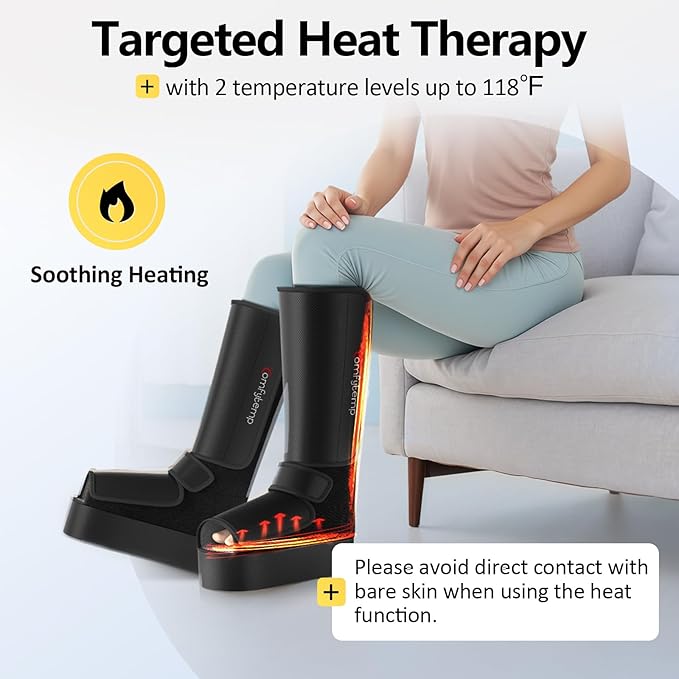 Comfytemp Cordless Foot and Calf Massager with Heat, Birthday Gift for Men Women Dad Mom Seniors, Rechargeable Leg and Feet Compression Massage for Circulation and Pain Relief (Fits Size 6 to 10)