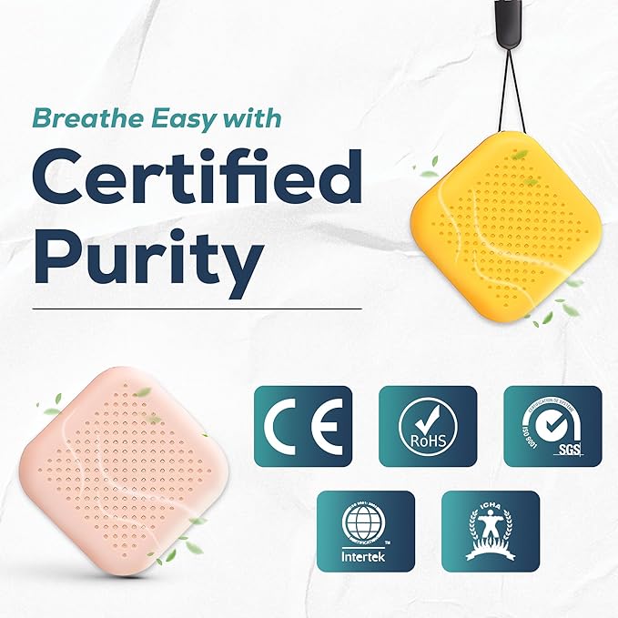 Portable Wearable Air Purifier Necklace for Travel, Personal Ionic Air Cleaner, USB Rechargeable Mini Air Purifier for Office, Car & Outdoor, Filterless Design, 120 Hours Runtime