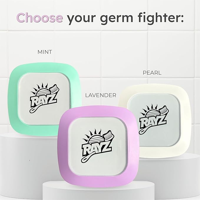 Rayz UV-C Toothbrush Sanitizer | Portable & Rechargeable | 99.9% Sanitization in 3 Minutes | Wall Mountable, Travel-Friendly & TSA-Approved (Lavender)