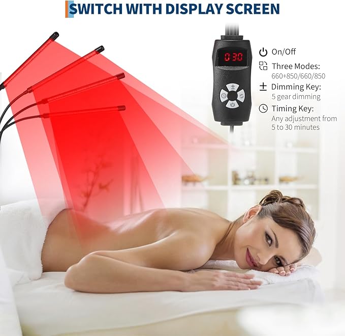 Red Light Therapy Lamp for Face and Body, Portable Red Infrared Light Therapy Device with Stand, 120 LEDs (660nm Red + 850nm Infrared), Adjustable Tripod, Home Use for Skin Care, Muscle Relief, Anti-A